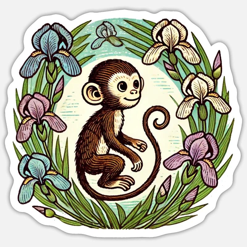 Singe Iris Sticker taille S (10 x 10 cm)