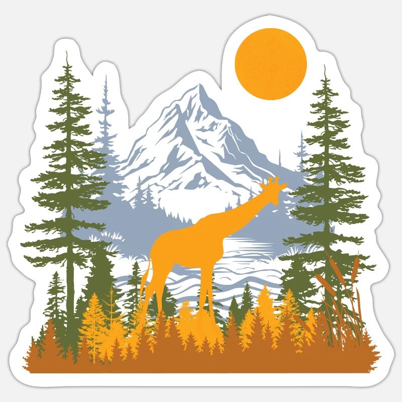 Giraffe Mountain Majesty - Sticker size S (10 x 10 cm) - white matte