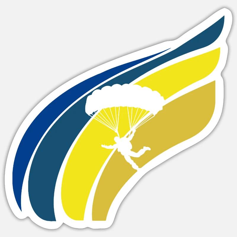 Parachutisme en chute libre Base Jump - Sticker taille S (10 x 10 cm) - blanc mat