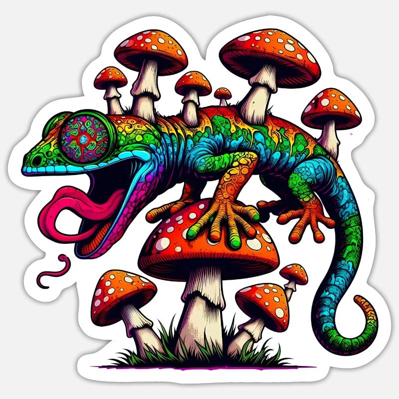Psychedelic Magic Gecko Sticker Größe S (10 x 10 cm)