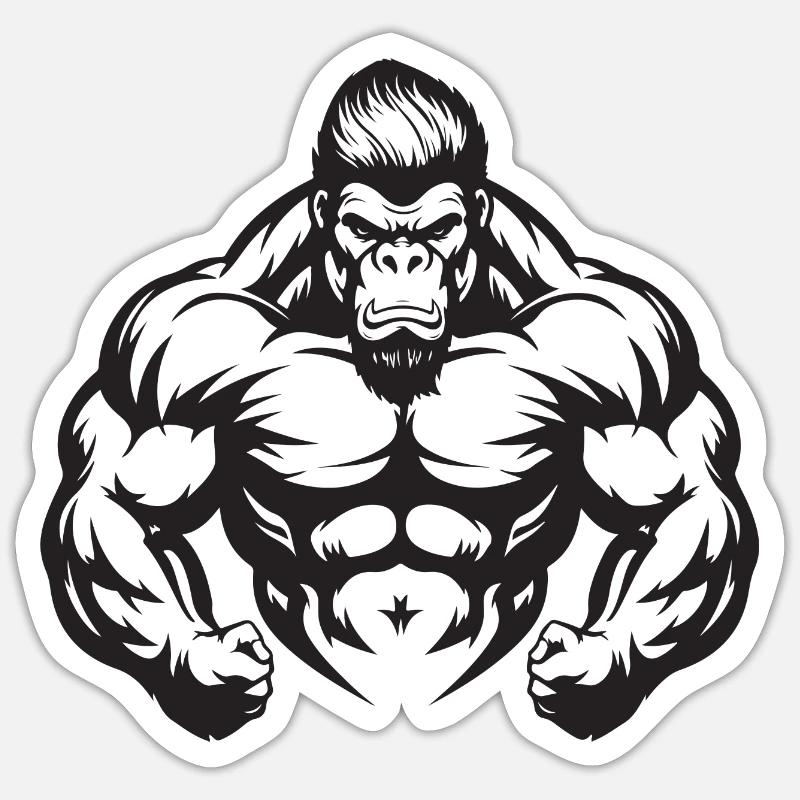 Arène Gorilla Muscles Beast - Sticker taille S (10 x 10 cm) - blanc mat