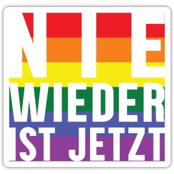Nie wieder Schriftzug Pride - Sticker Größe S (10 x 10 cm) - Mattweiß - Vorne