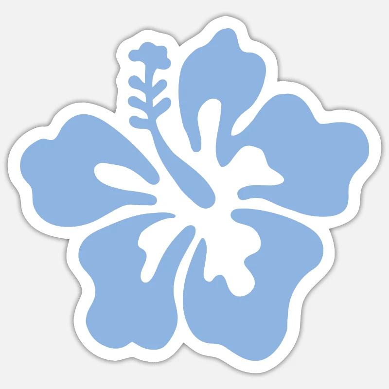 Fleur d’hibiscus - Bleu clair - Sticker taille S (10 x 10 cm) - blanc mat
