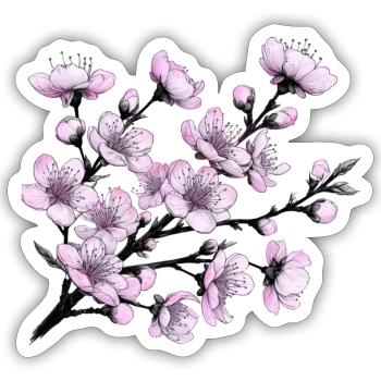 Kirschblüte - Sticker Größe S (10 x 10 cm) - Mattweiß - Vorne