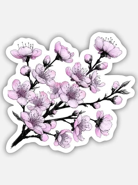 Kirschblüte - Sticker Größe S (10 x 10 cm) - Mattweiß