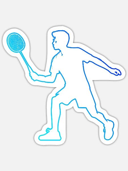 Badminton Badminton Squash Joueur de badminton masculin - Sticker taille S (10 x 10 cm) - blanc mat