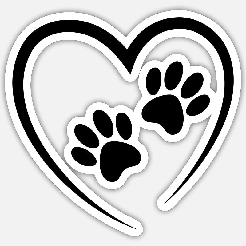 1Herz2Pfoten Sticker Größe S (10 x 10 cm)
