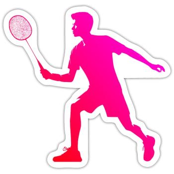 Badminton Men's Badminton Players Squash Badminton - Sticker size S (10 x 10 cm) - white matte - Front