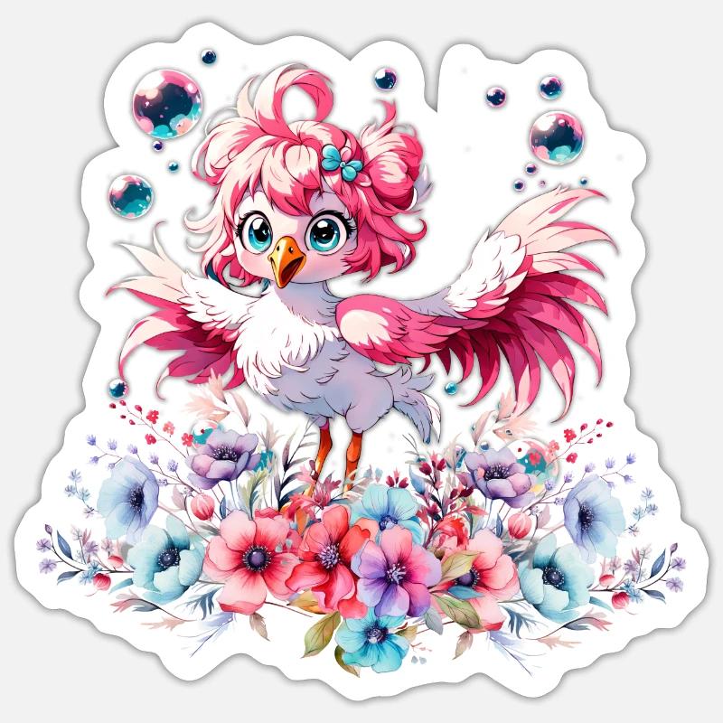 Cute Flamingo - Sticker size S (10 x 10 cm) - white matte