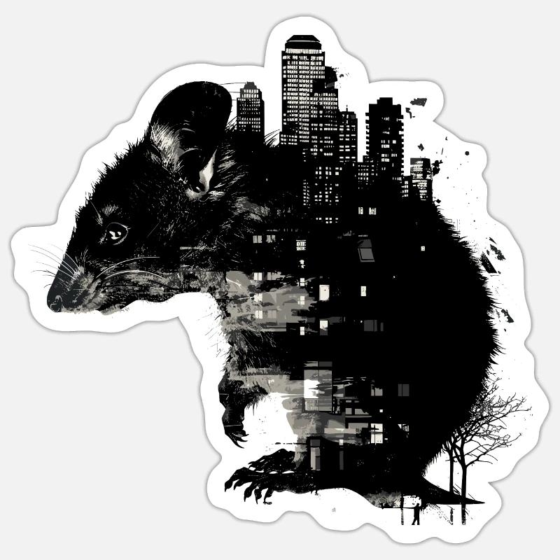 Opossum Skyline - Sticker Größe S (10 x 10 cm) - Mattweiß