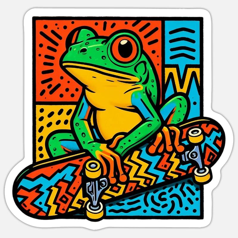 Frog Skateboard - Sticker size S (10 x 10 cm) - white matte