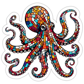 Pieuvre - Sticker taille S (10 x 10 cm) - blanc mat - Devant