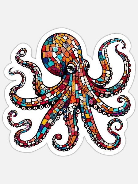 Krake - Sticker Größe S (10 x 10 cm) - Mattweiß