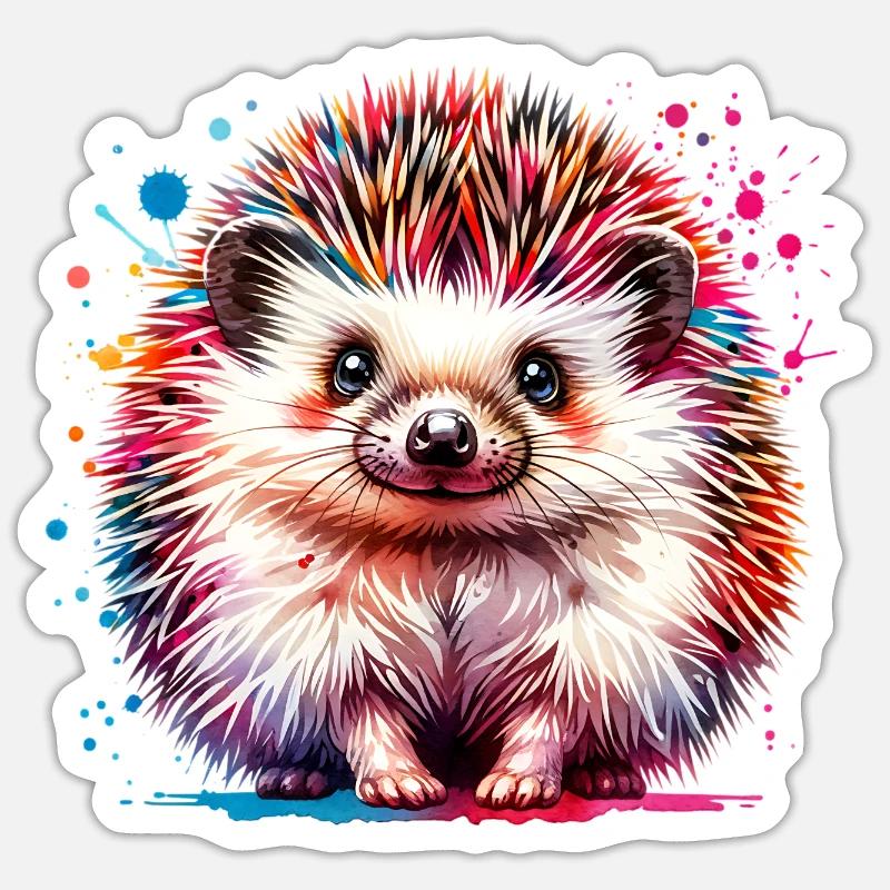 Hérisson - Sticker taille S (10 x 10 cm) - blanc mat