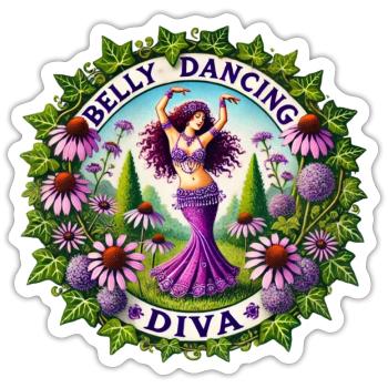 Diva de la danse orientale - Sticker taille S (10 x 10 cm) - blanc mat - Devant