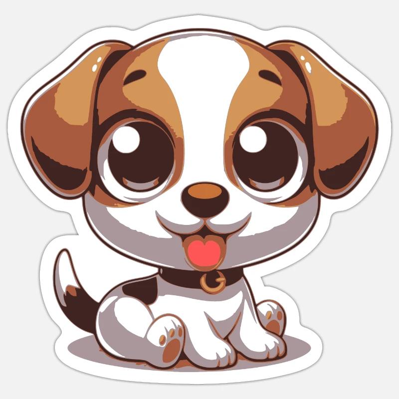 Bébé chien - Sticker taille S (10 x 10 cm) - blanc mat