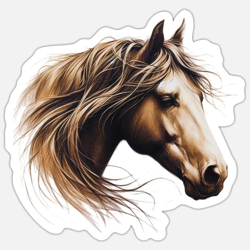 Cheval - Sticker taille S (10 x 10 cm) - blanc mat