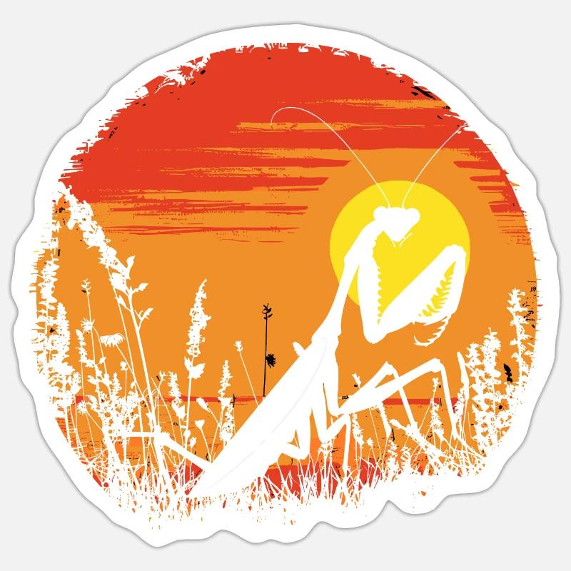 Insecte-mante religieuse - Sticker taille S (10 x 10 cm) - blanc mat