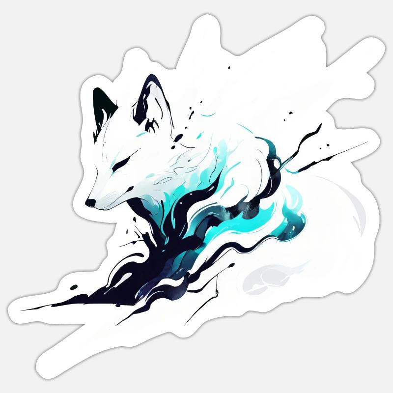 Geisterfuchs - Sticker Größe S (10 x 10 cm) - Mattweiß