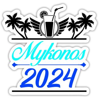 Mykonos 2024 - Sticker taille S (10 x 10 cm) - blanc mat - Devant