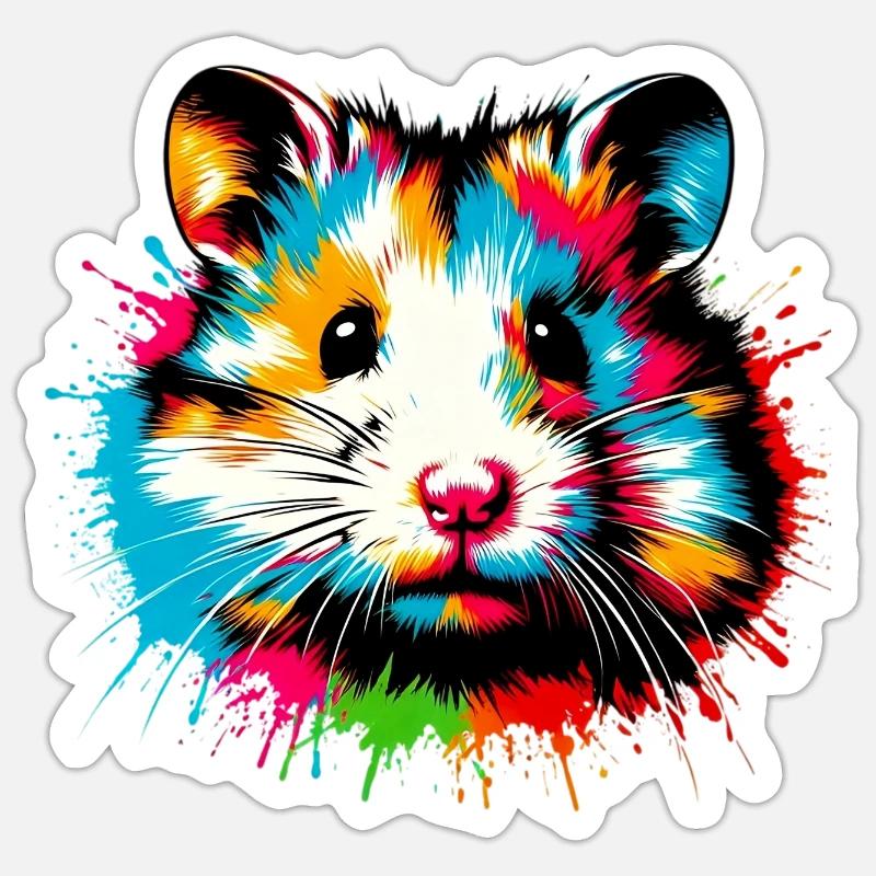 Hamster - Sticker taille S (10 x 10 cm) - blanc mat