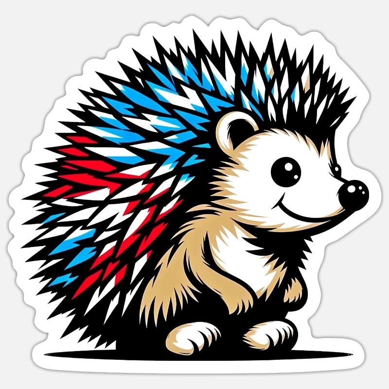 Hérisson - Sticker taille S (10 x 10 cm) - blanc mat