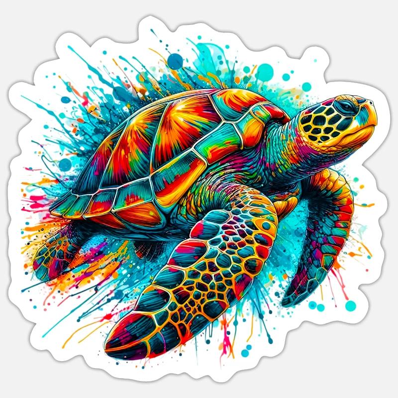 Schildkröte - Sticker Größe S (10 x 10 cm) - Mattweiß