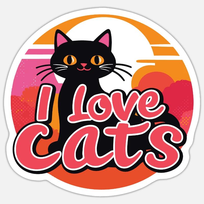 J’adore les chats - Sticker taille S (10 x 10 cm) - blanc mat