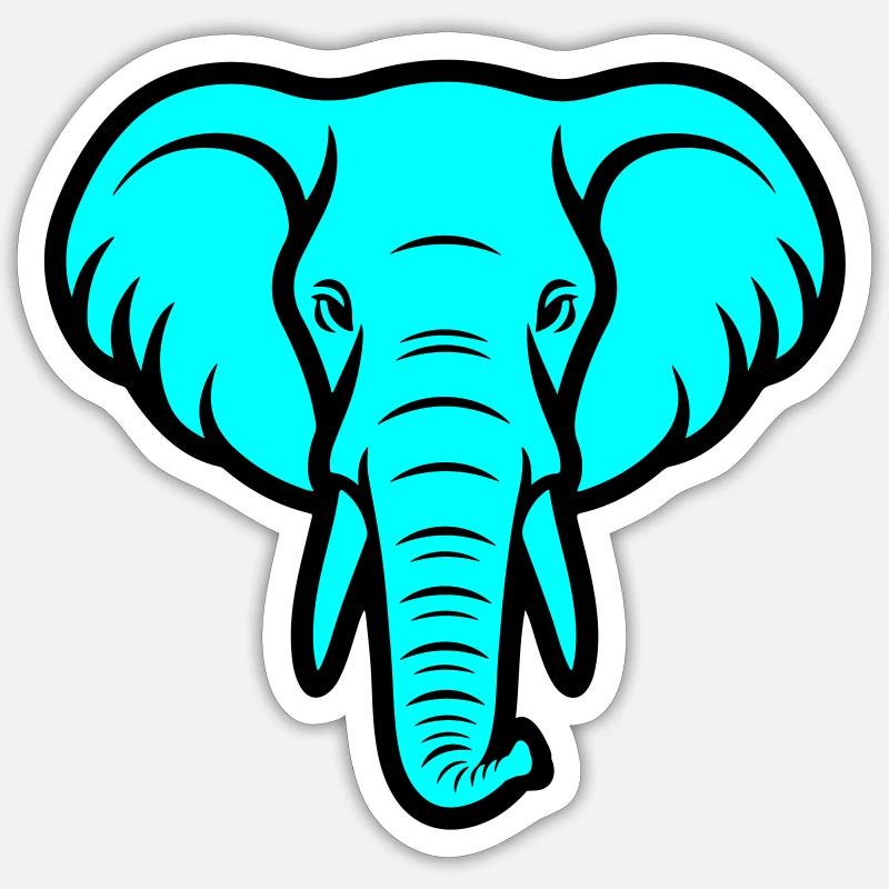 Elephant Head - Sticker size S (10 x 10 cm) - white matte