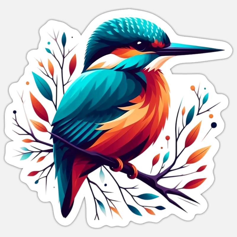 Martin-pêcheur - Sticker taille S (10 x 10 cm) - blanc mat
