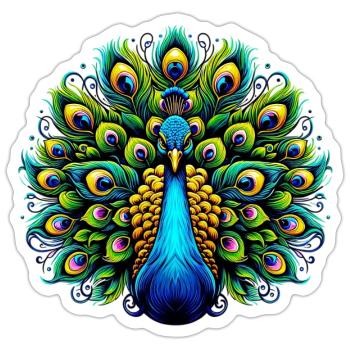 Pfau - Sticker Größe S (10 x 10 cm) - Mattweiß - Vorne