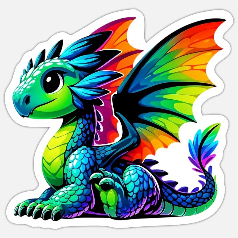 Dragon - Sticker taille S (10 x 10 cm) - blanc mat