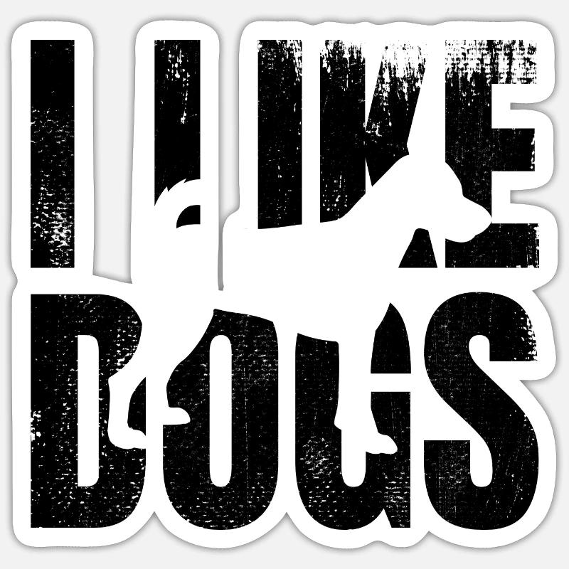 Ich mag Hunde - Sticker Größe S (10 x 10 cm) - Mattweiß