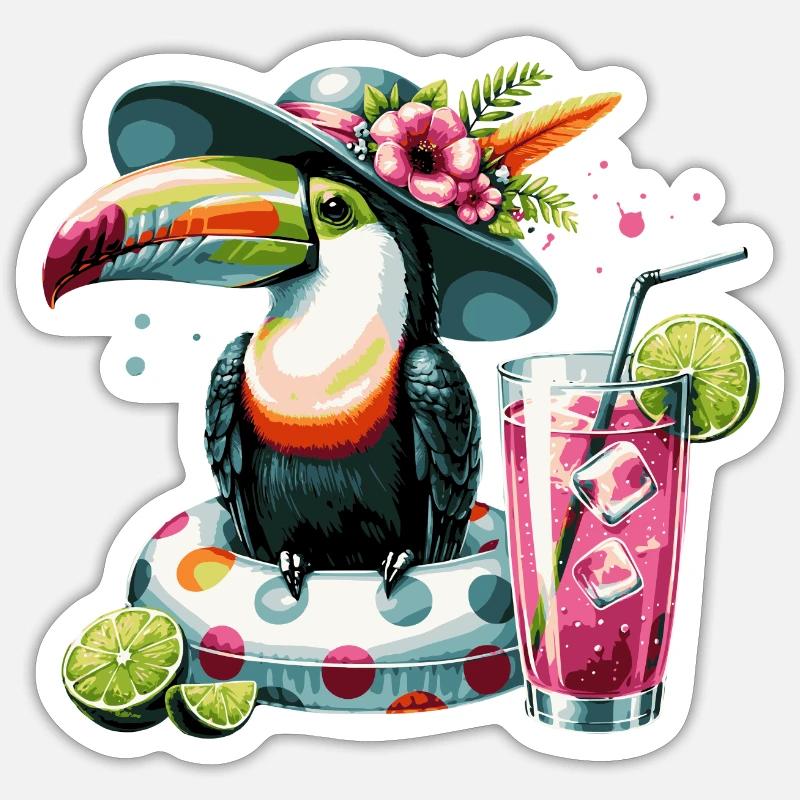 TOUCAN CARIBBEAN SUMMER - Sticker size S (10 x 10 cm) - white matte