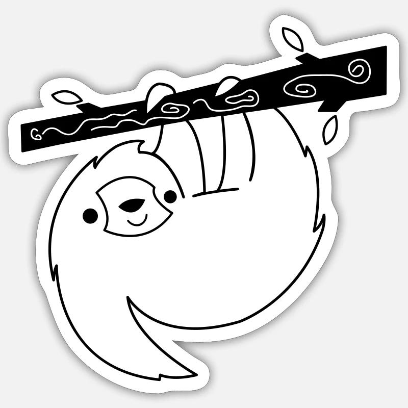faultier 001 - Sticker Größe S (10 x 10 cm) - Mattweiß