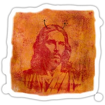 Jésus extraterrestre - Sticker taille S (10 x 10 cm) - blanc mat - Devant
