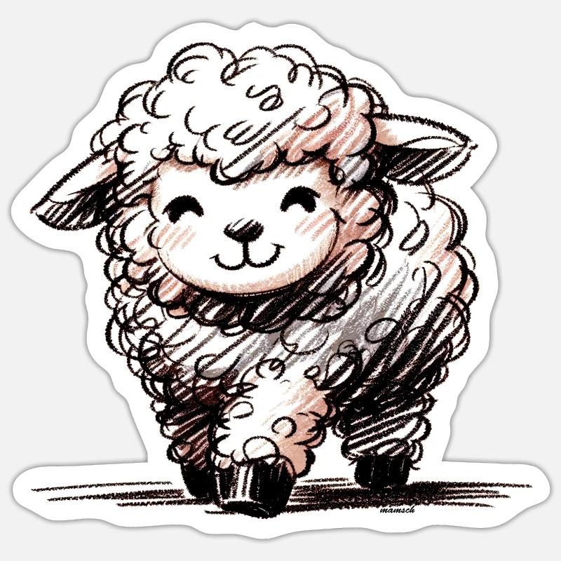 Schäfchen - Sticker Größe S (10 x 10 cm) - Mattweiß