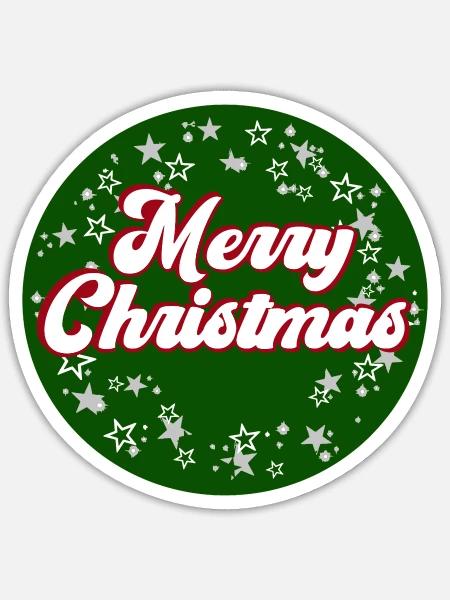 Merry Christmas rund - Sticker Größe S (10 x 10 cm) - Mattweiß
