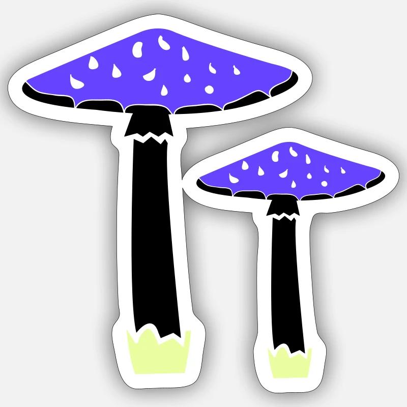 Champignons 2 - Sticker taille S (10 x 10 cm) - blanc mat