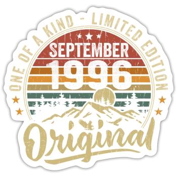 Geburtstag September 1996 - geboren im September 1996 - Sticker Größe S (10 x 10 cm) - Mattweiß - Vorne