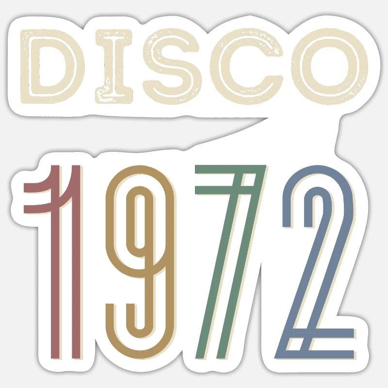 DISCO 1972 - Sticker taille S (10 x 10 cm) - blanc mat