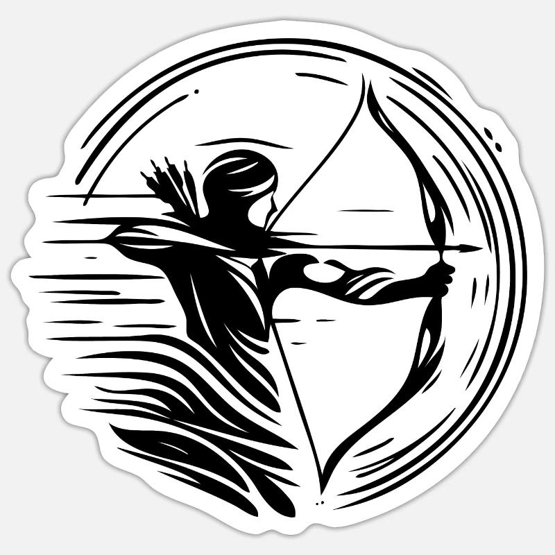 Archer avec arc et flèche Sticker taille S (10 x 10 cm)