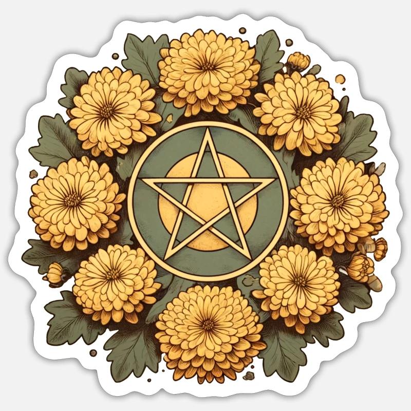 Pentacle rétro Sticker taille S (10 x 10 cm)