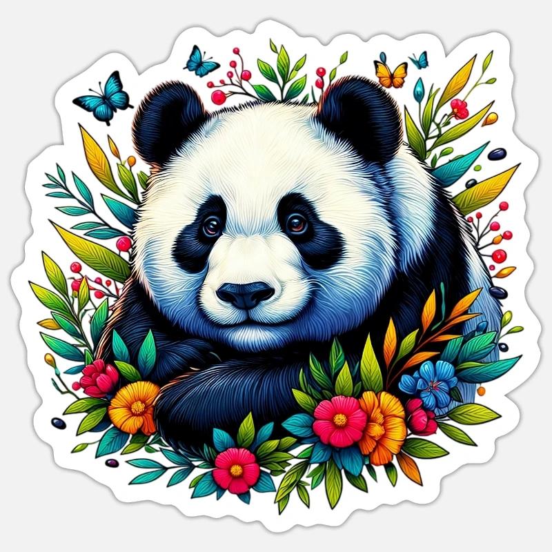 Panda - Sticker Größe S (10 x 10 cm) - Mattweiß