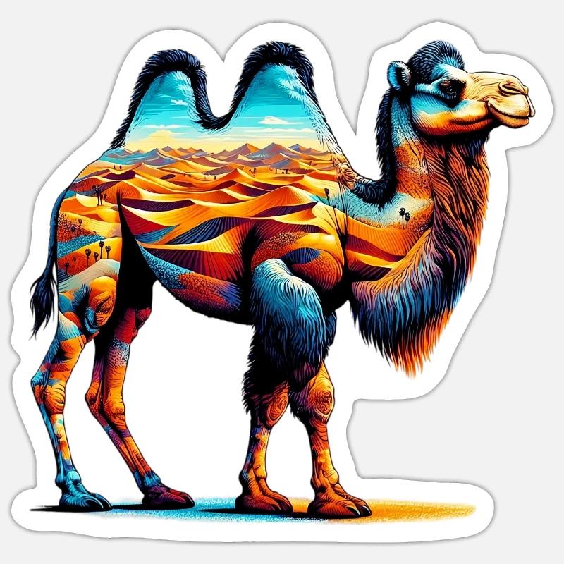Chameau - Sticker taille S (10 x 10 cm) - blanc mat