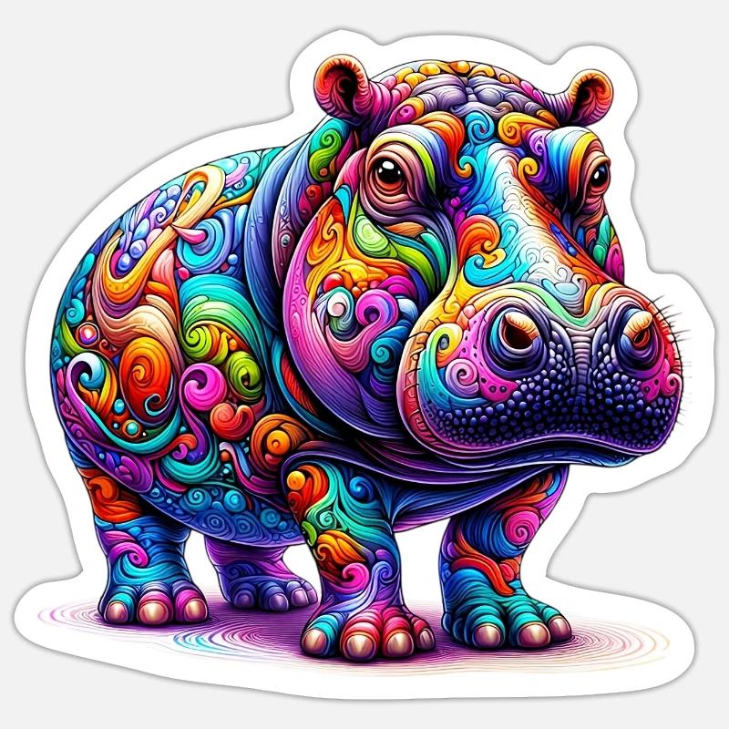 Nilpferd Sticker Größe S (10 x 10 cm)