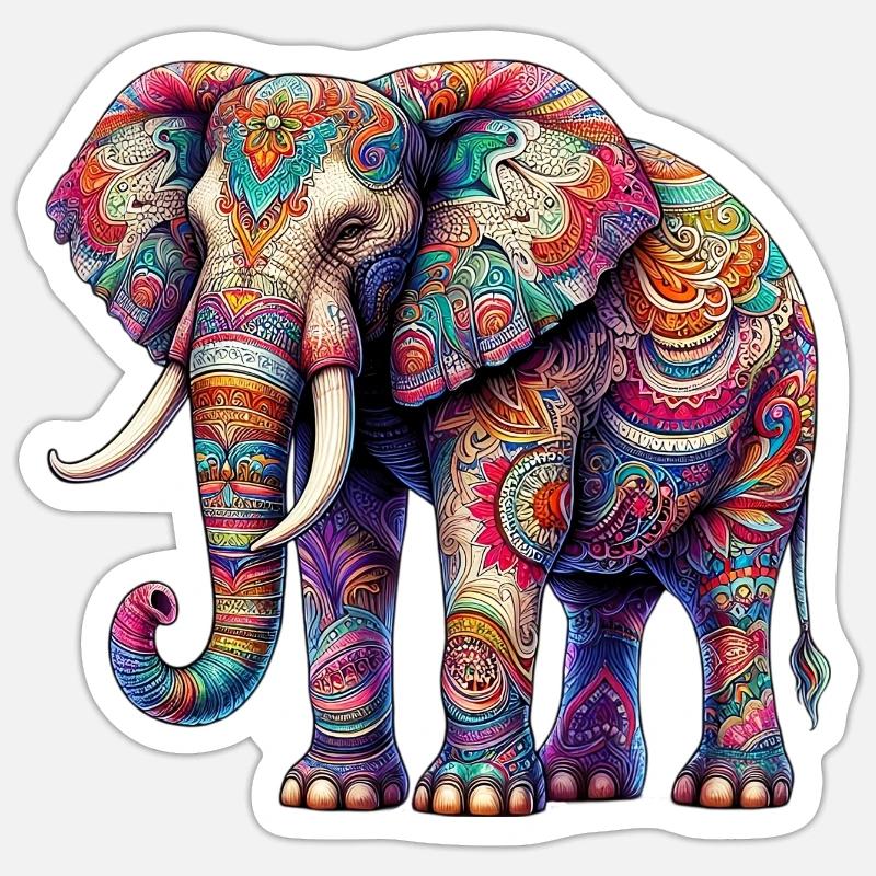 Elefant - Sticker Größe S (10 x 10 cm) - Mattweiß