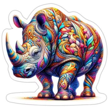 Nashorn - Sticker Größe S (10 x 10 cm) - Mattweiß - Vorne