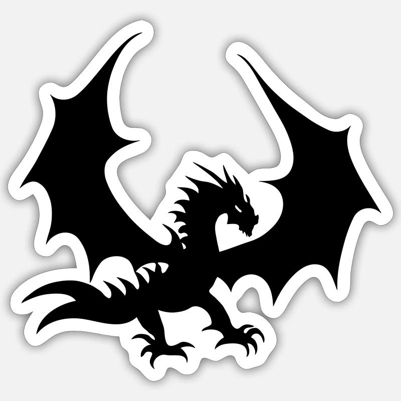 Cooler schwarzer Drache Sticker Größe S (10 x 10 cm)