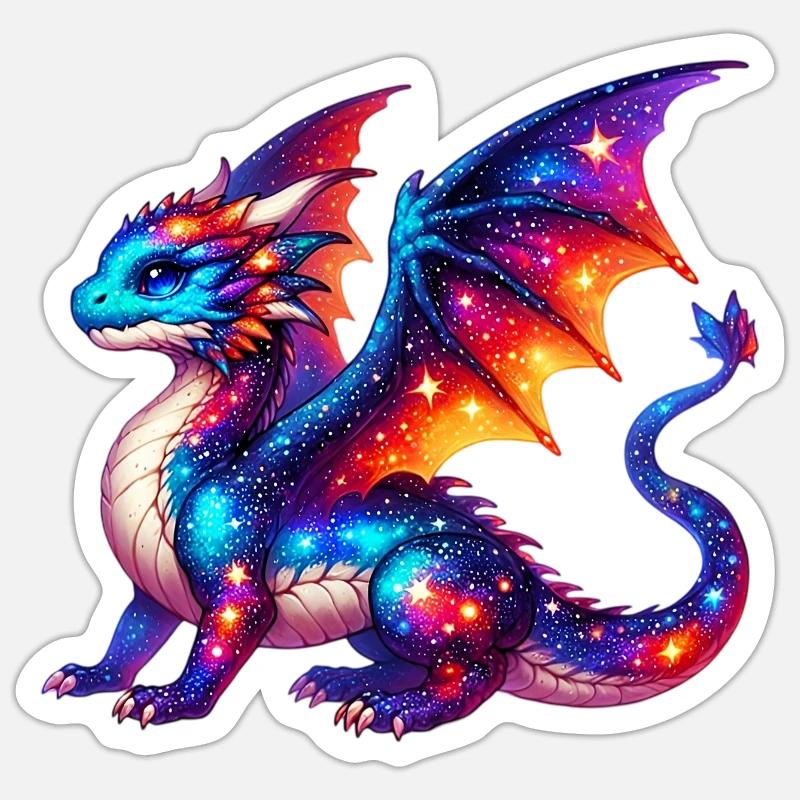 Dragon - Sticker taille S (10 x 10 cm) - blanc mat